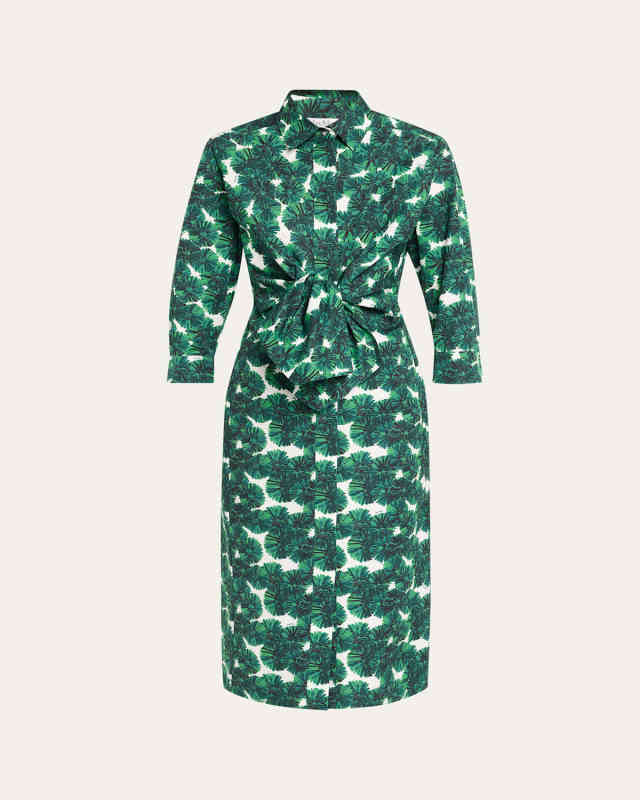 Maremma Floral Waist-Tie Midi Shirtdress